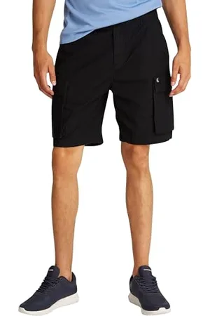 Calvin Klein Short Cargo Homme Washed avec Ceinture Élastique, Noir (Ck Black), 30W