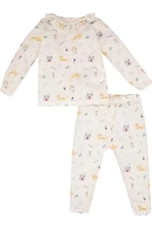 DeFacto C0661A5 Pyjama pour Petites Filles, Pyjama Douillet pour Bébés Mignons, Pyjama Confortable pour Petites Filles, Pyjama Douillet dans Un Ensemble de Pyjamas pour Filles, White