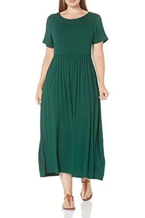 Amazon Robe Longue Cintrée À Manches Courtes (Grandes Tailles Disponibles) Femme, , L