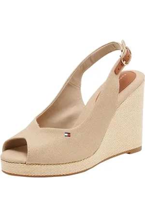 Tommy Hilfiger Espadrilles Compensées Femme Flag High Slingback à Bride Cheville, Beige (Horseradish), 36