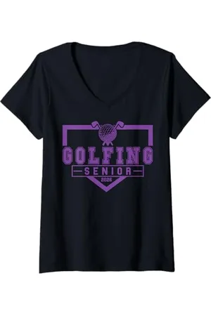 Class of 2026 Graduation Shirts Femme Golf Senior Golf de nuit Senior 2026 Graduation 89 T-Shirt avec Col en V