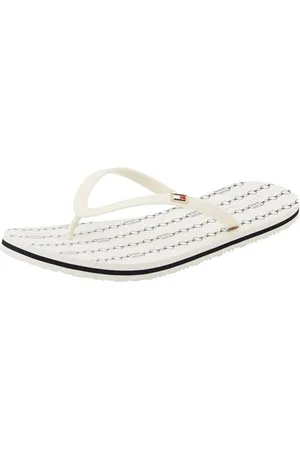 Tommy Hilfiger Tongs Femme Strap Beach Sandals avec Logo, Ivoire (Ivory), 38