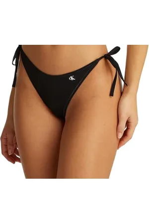 Calvin Klein Bas de Bikini Lanières à Nouer sur le Côté Femme String Side Tie avec Insigne, Noir (Pvh Black), S