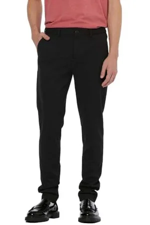 Scotch&Soda Mott-Tailored Jersey Yarn-Dyed Chino Pantalon, Black, 28W/32L Homme
