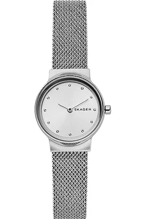 Skagen Montre pour femmes Freja Lille, mouvement à deux aiguilles, boîtier en acier inoxydable argenté de 26 mm avec bracelet en maille d