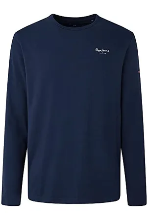 Pepe Jeans Original Basic T-shirt pour Homme Slim Fit Manches Longues Bleu
