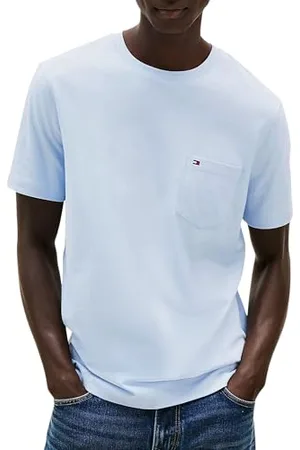 Tommy Hilfiger T-Shirt Manches Courtes Homme Essential avec Poche sur la Poitrine, Bleu (Breezy Blue), XL