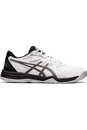 Asics Chaussures de Volleyball Upcourt 5 pour Homme, Blanc/Gris métallisé., 46.5 EU