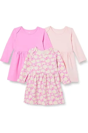 Amazon Robe en Coton à Manches Courtes Fille, Lot de 3, , 4 Ans