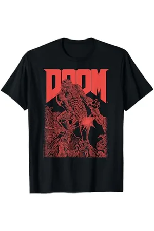 DOOM Red Sketched Cover Art Retro Video Game T-Shirt