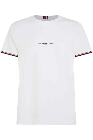 Tommy Hilfiger Homme T-Shirt Manches Courtes Tipped Tee Col Ras-du-Cou, Blanc (White), S