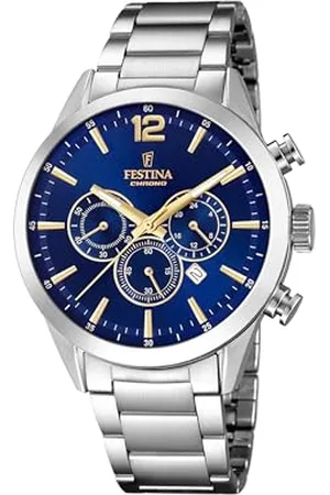 Festina Montre Timeless Chronograph Bleu, Bracelet en Acier, Homme