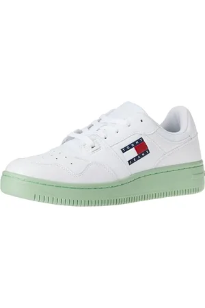 Tommy Hilfiger Femme TJW Retro Basket ESS EN0EN02505 Semelle Cupsole, Blanc (White/Jadestone Green), 37 EU