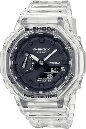 Casio Montre Quartz Homme 48.00mm avec Cadran Noir Digitale et Bracelet en Plastic/Resin Bracelet Transparent GA-2100SKE-7AER