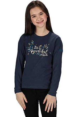 Regatta Wenbie T-Shirt manches longues Imprimé Junior en Coton Coolweave respirant T-Shirts/Polos/Vests Enfant FR: S (Taille Fabricant: 3-4)