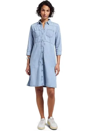 Street one A144448 Robe en Jean avec boutonnière, Bleu Clair délavé, 44 Femmes