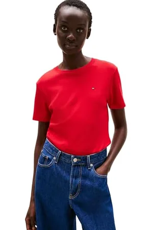 Tommy Hilfiger T-Shirt Manches Courtes Femme Slim Cody Col Ras-du-Cou, Rouge (Primary Red), M