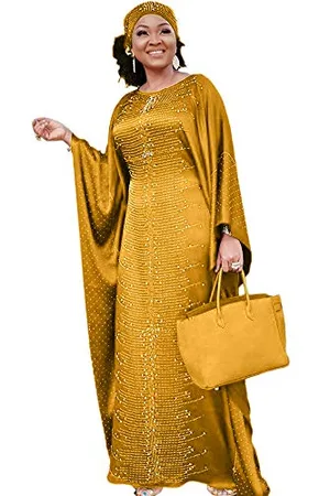 HD Collection Robe Caftan Africaine Longue avec Perles et Strass pour Femme, , Taille Unique