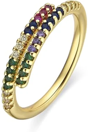 Luxenter Bague avec zircone multicolore, finition or 18 carats – Tazel, métal, pas de pierre précieuse, Métal, Aucune pierre précieuse