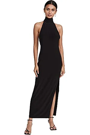 Norma Kamali Halter Turtle Side Slit Gown Robe de Cocktail, , S Femme