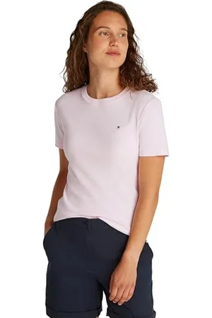 Tommy Hilfiger T-Shirt Manches Courtes Femme Slim Cody Col Ras-du-Cou, Rose (Light Pink), XL