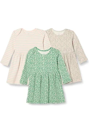 Amazon Robe en Coton à Manches Courtes Bébé Fille, Lot de 3, , 12 Mois