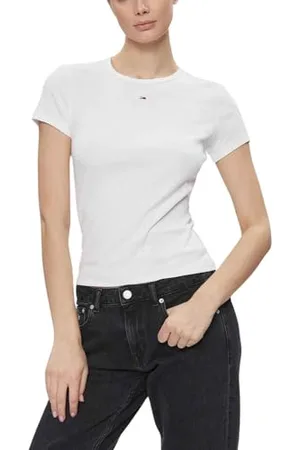 Tommy Hilfiger TJW Slim Essential Rib SS EXT DW0DW17383 T-Shirt à Manches Courtes, , S Femme
