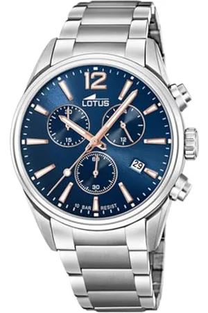 Lotus Montre Chrono Bleu, Bracelet Acier, Homme