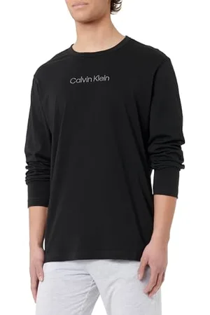Calvin Klein T-Shirt Manches Longues Homme Crew Neck Col Ras-du-Cou, Noir (Black), L