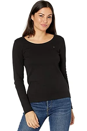 Tommy Hilfiger T-Shirt à Manches Longues et Encolure dégagée pour Femme, , Taille M