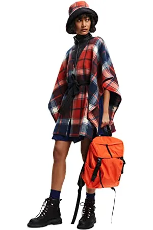 Desigual Poncho_Red Check Milan, , Taille Unique Femme
