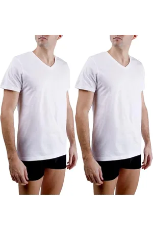 Pierre Cardin T-Shirt Homme Coton, Tee Shirt Signature, Col v avec Broderie, (Lot de 2) M