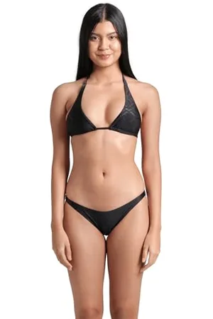 Arena Losange Bikini Triangulaire Femme, Maillot de Bain pour la Plage et la Piscine en Tissu Élastique Recyclé à Séchage Rapide avec Bonnets Amovibles, Haut et Bas à Lacets