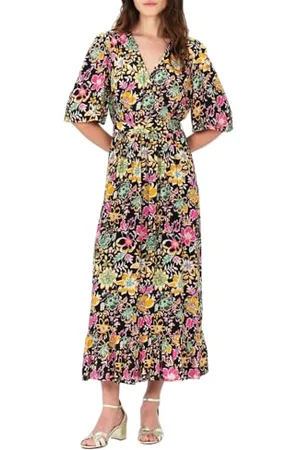Caroll Robe Longue Manches courtes bougainvilliers 40