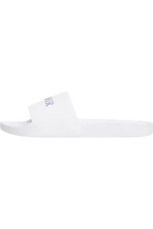 Tommy Hilfiger Claquettes Homme Print Tumble avec Logo, Blanc , 42