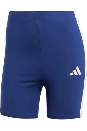 adidas Femme Essentials 3-Stripes High Waisted Biker Shorts, Dark Blue/White, L