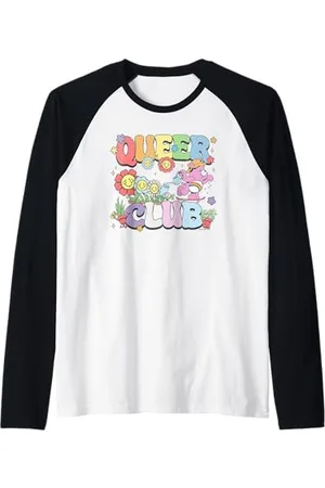 Care Bears Pride Queer Club Gardening Logo Distressed Manche Raglan