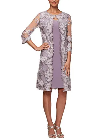 Alex Evenings Robe Droite midi à Encolure dégagée avec Veste (Petite et régulière) Kleid FR besondere Anlsse, , 44 Femme