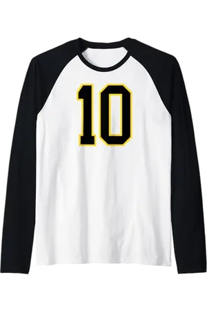 Sports Numbers Store Numéro 10 en et jaune style sport universitaire Manche Raglan