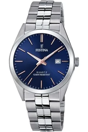 Festina Montre Classics Bleu, Bracelet en Acier, Homme