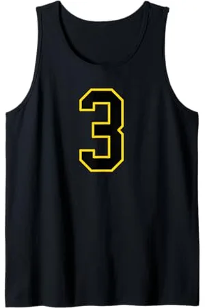 Sports Numbers Store Numéro 3 en et jaune style sport universitaire Débardeur