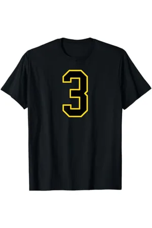 Sports Numbers Store Numéro 3 en et jaune style sport universitaire T-Shirt