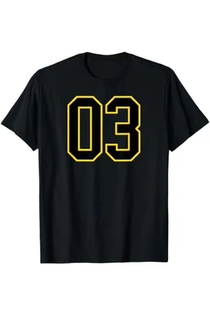 Sports Numbers Store Numéro 3 en et jaune style sport universitaire T-Shirt