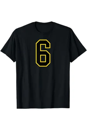 Sports Numbers Store Numéro 6 en et jaune style sport universitaire T-Shirt