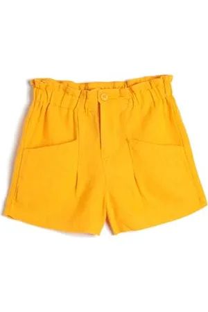Koton Linen Shorts Elastic Waistband Pockets, Shorts Filles,