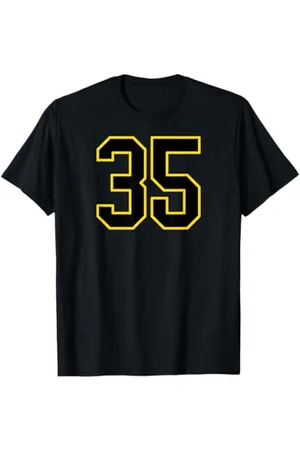 Sports Numbers Store Numéro 35 en et jaune style sport universitaire T-Shirt