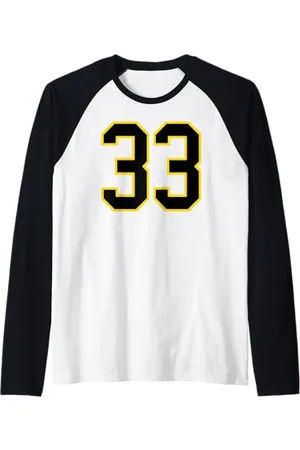 Sports Numbers Store Numéro 33 en et jaune style sport universitaire Manche Raglan