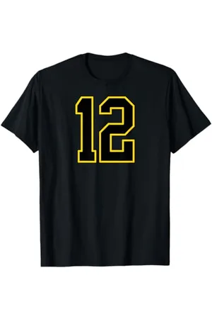 Sports Numbers Store Numéro 12 en et jaune style sport universitaire T-Shirt