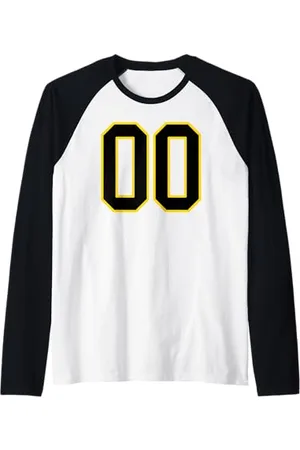Sports Numbers Store Numéro 0 en et jaune style sport universitaire Manche Raglan