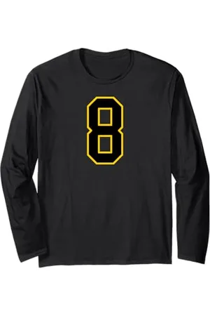 Sports Numbers Store Numéro 8 en et jaune style sport universitaire Manche Longue